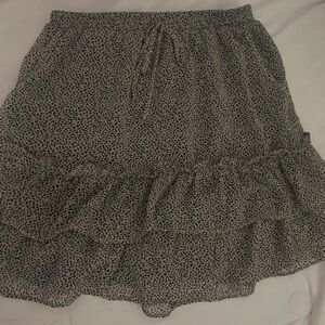 Sienna Sky Women Small Skirt Black White Ruffle Woven Mini Tie Waist Lined